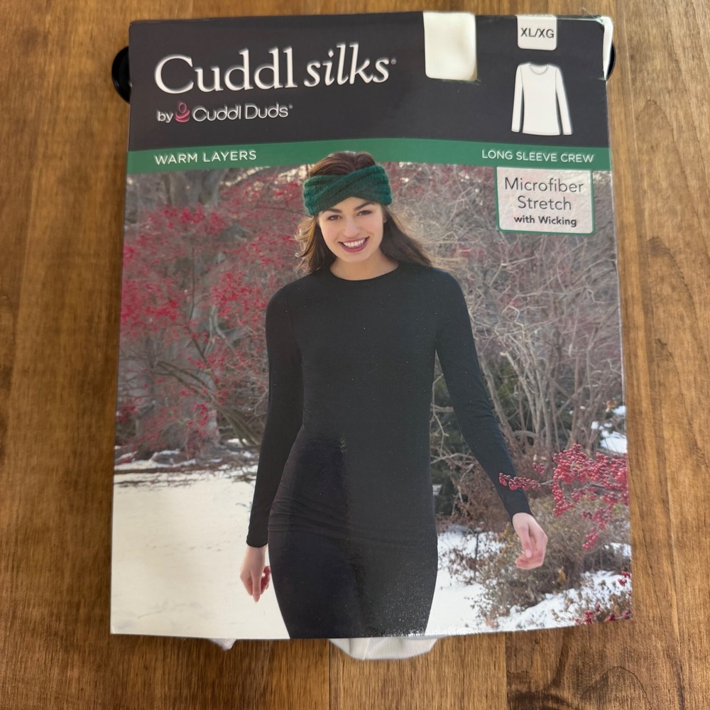 Cuddl Duds Cuddl Silks Shirt Womens XL Base Layer Thermal White Long Sleeve Ski